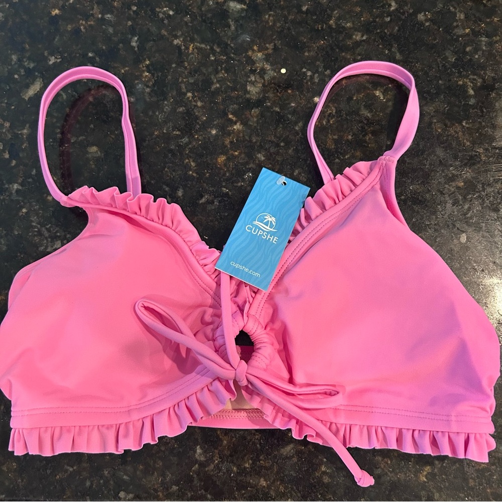 CUPSHE Kids Pink Ruffle Swim Top
#0316